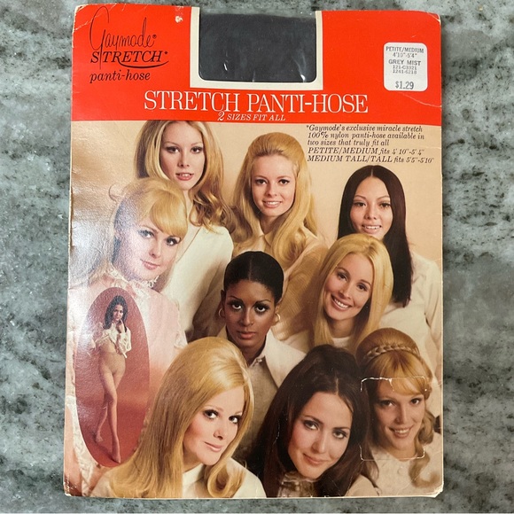 Vintage stretch panti-hose grey mist size petite/medium 1960/70’s - Picture 1 of 6
